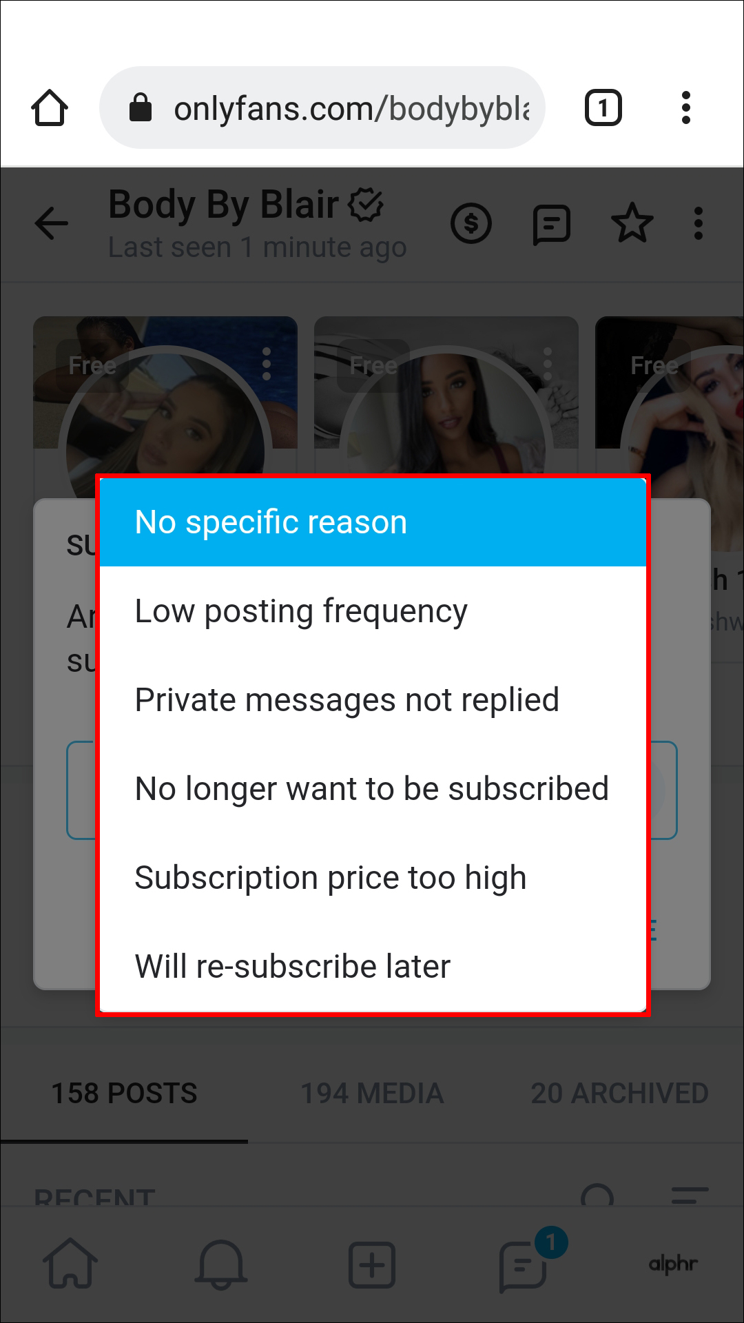 How to unsubscribe from an onlyfans account