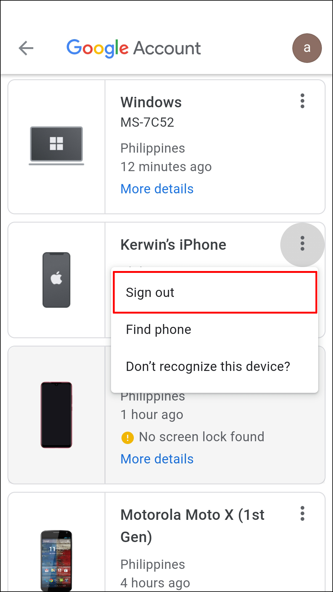 Sign in google account