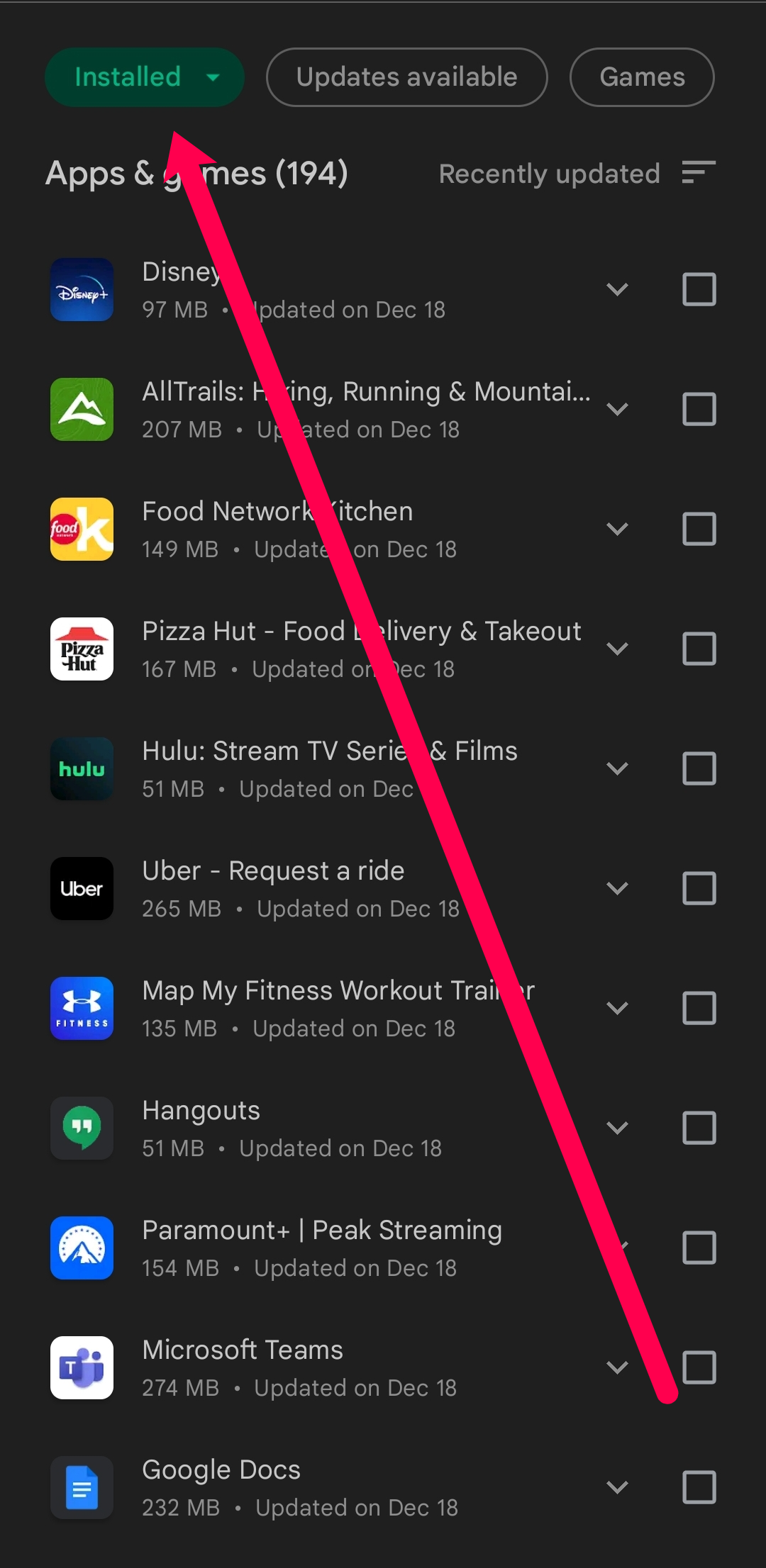 How do I find recently uninstalled apps?