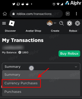 How To View Purchase History In Roblox Roblox Android View Robux Purchase History 0007 265x320 