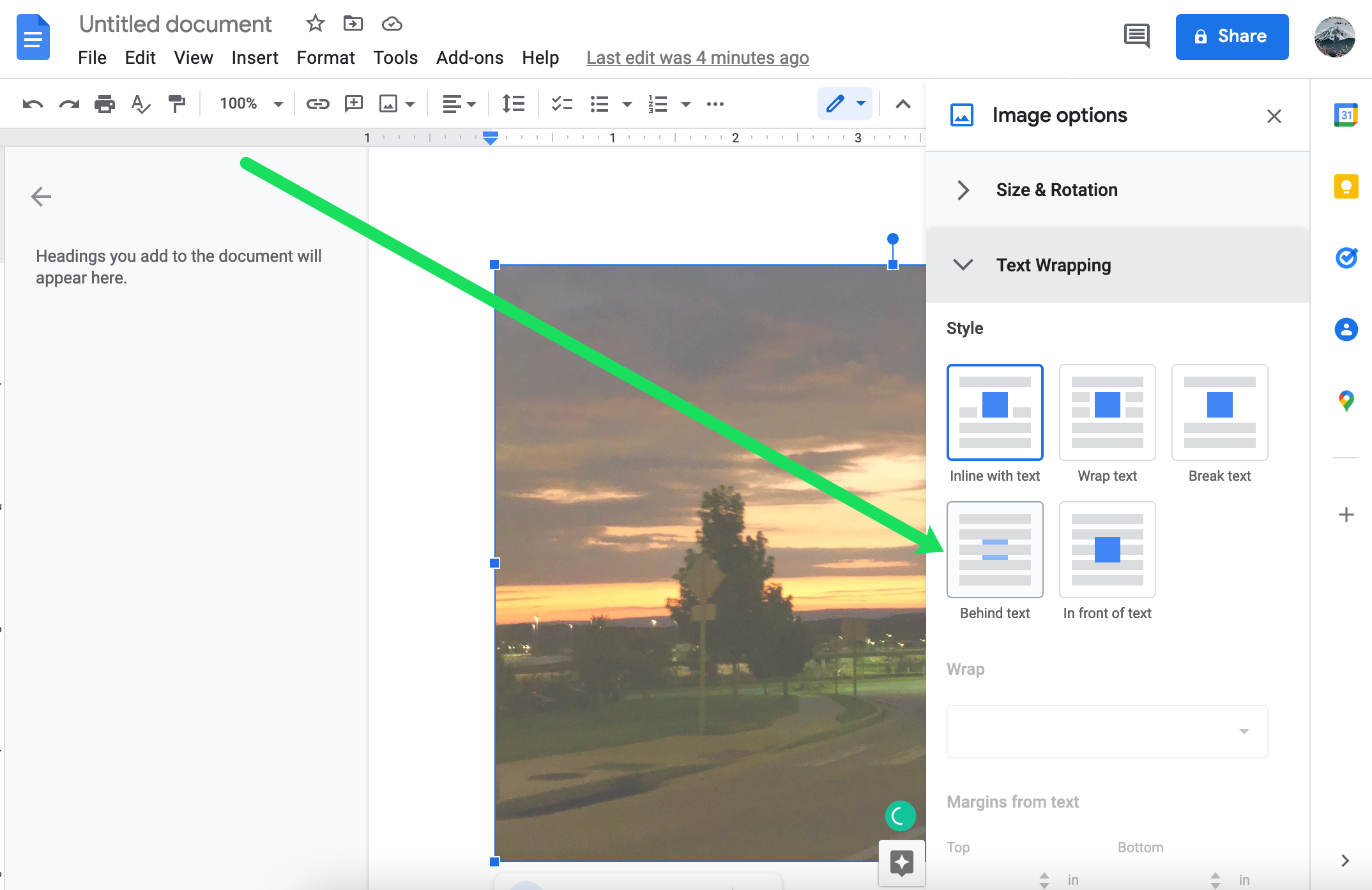 How to Put an Image Behind Text in Google Docs