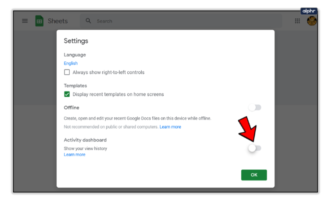 Google Sheets Settings