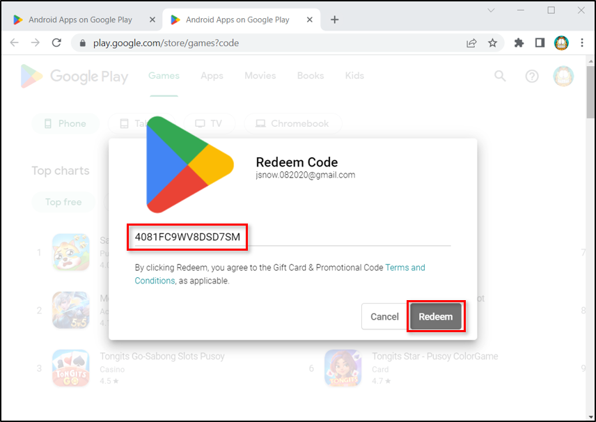 Legend Ahead focus How to Redeem a Code in Google Play