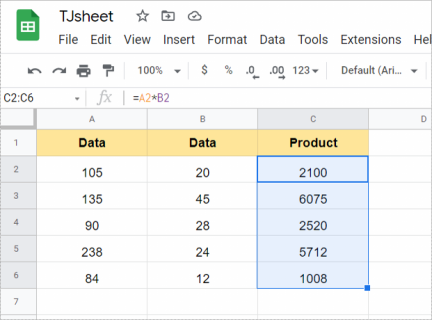 How to Multiply Two Columns in Google Sheets