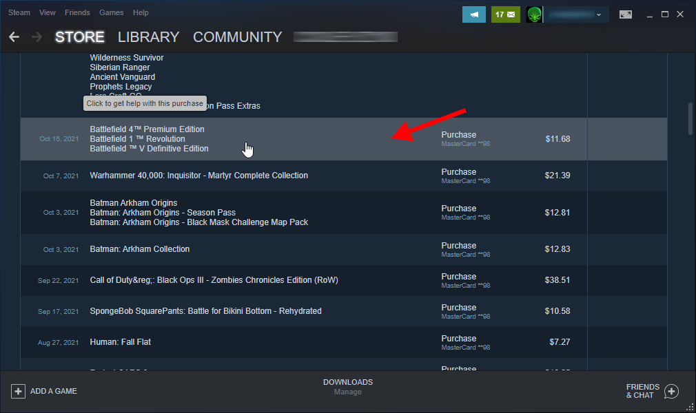 Accessing your transaction history and proof of purchase on Steam