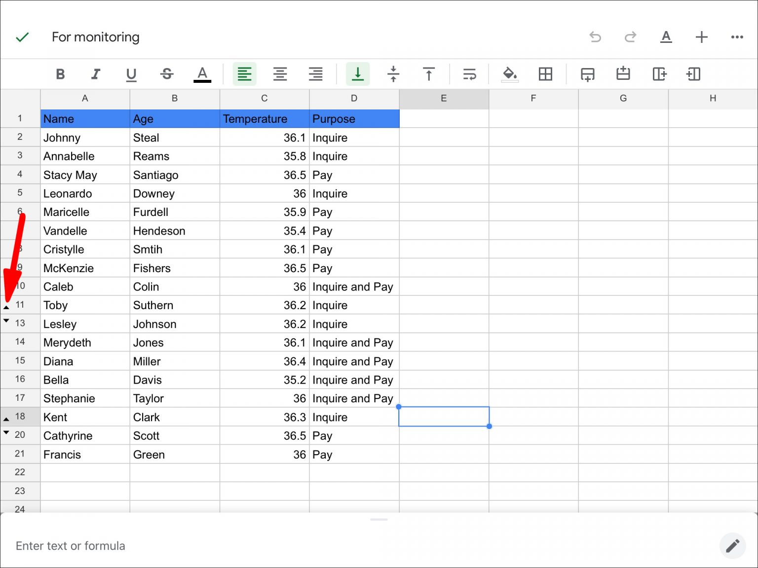 How To Delete Hidden Rows in Google Sheets