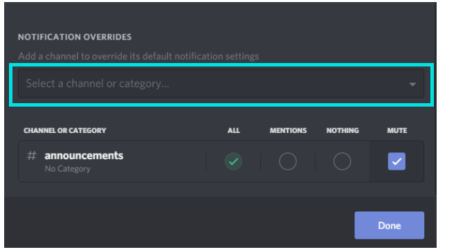 Discord Notification Settings Menu