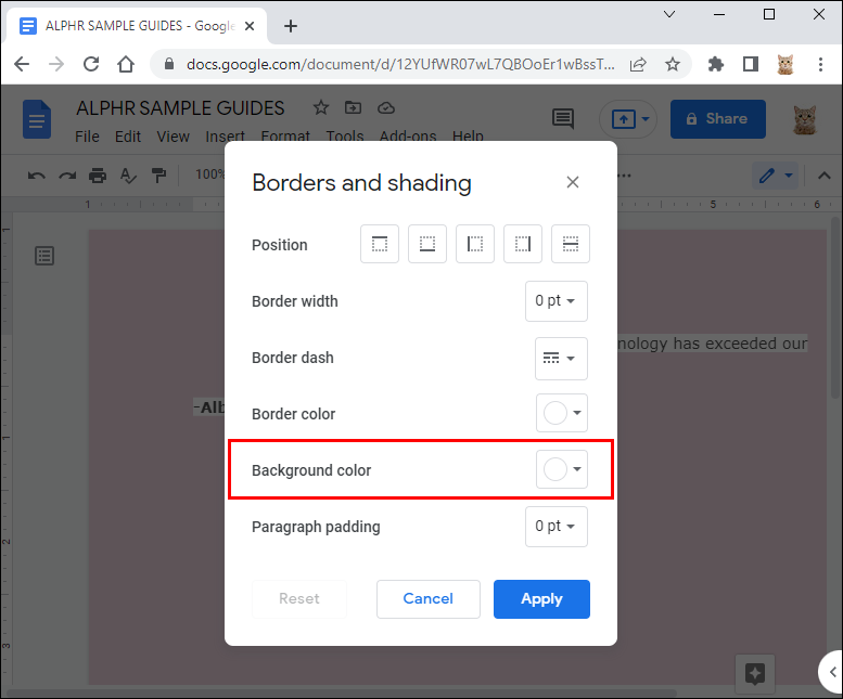How to Change the Background Color in a Google Doc