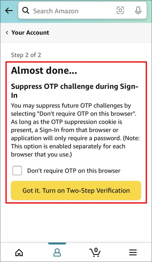 How to Turn On or Off 2FA on Amazon