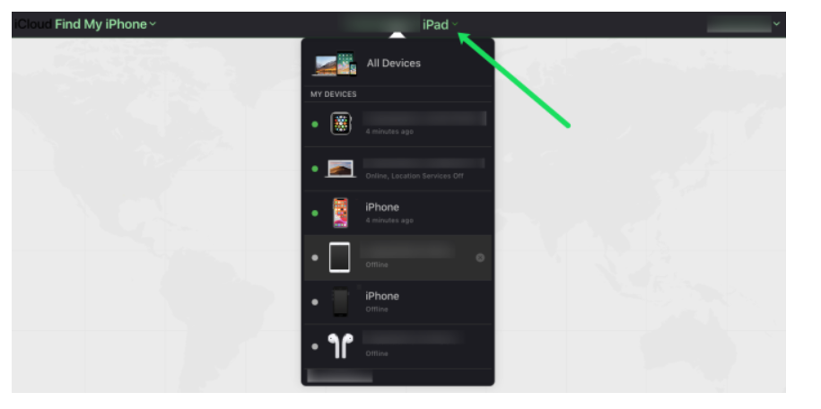 Find My iPhone - Device List