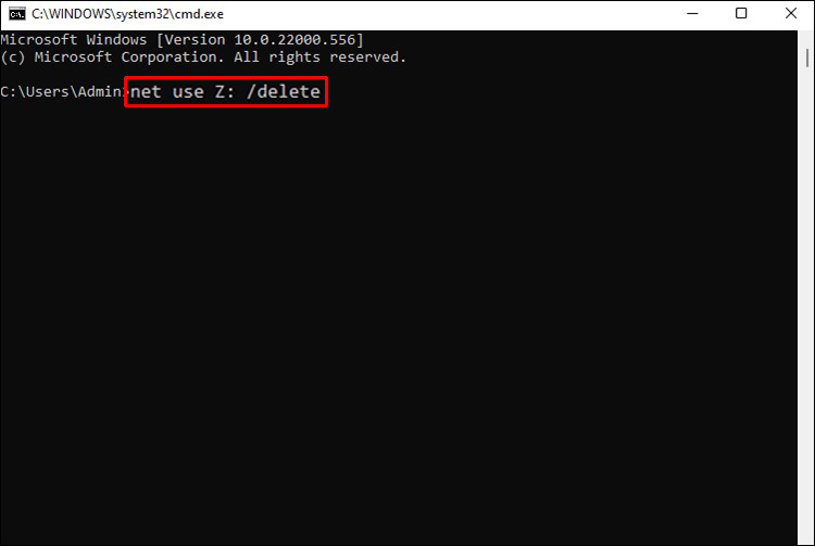 net use command to remove mapped drive