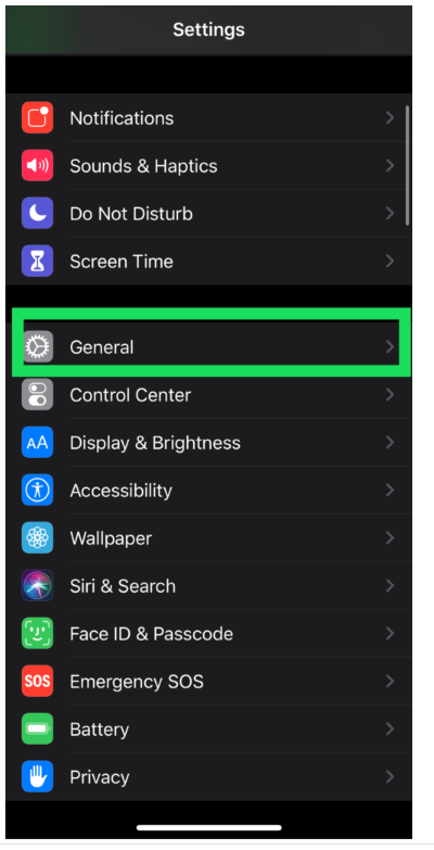 iPhone Settings Menu