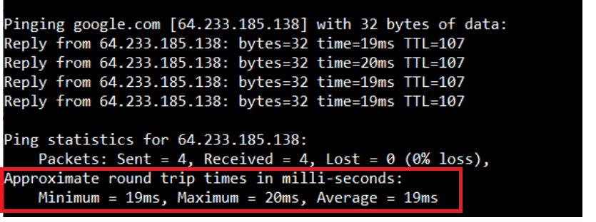 Google Ping Reply - Round Trip Times