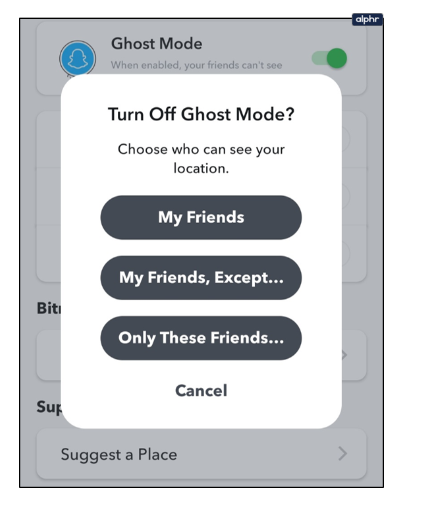 Snapchat Settings - Ghost Mode