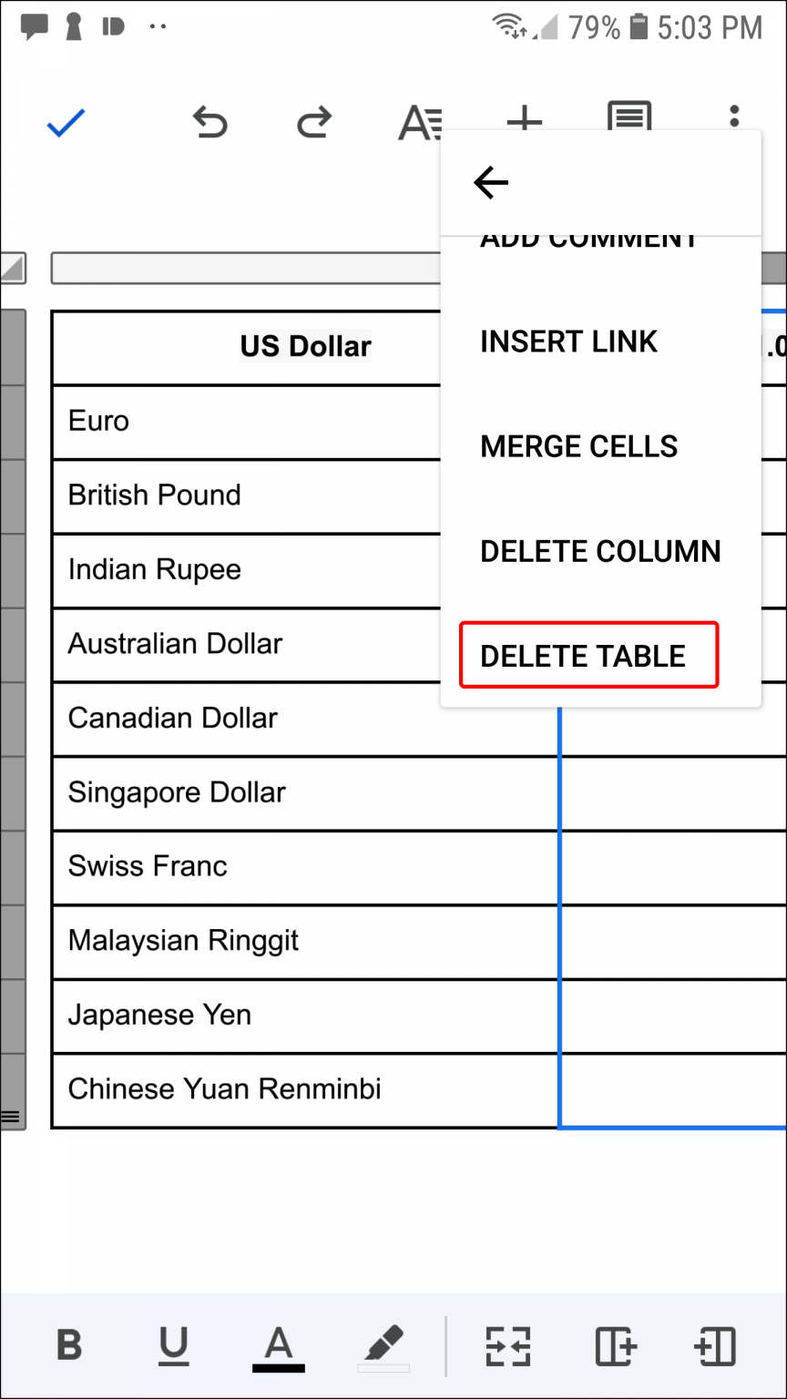 How To Delete a Table in Google Docs
