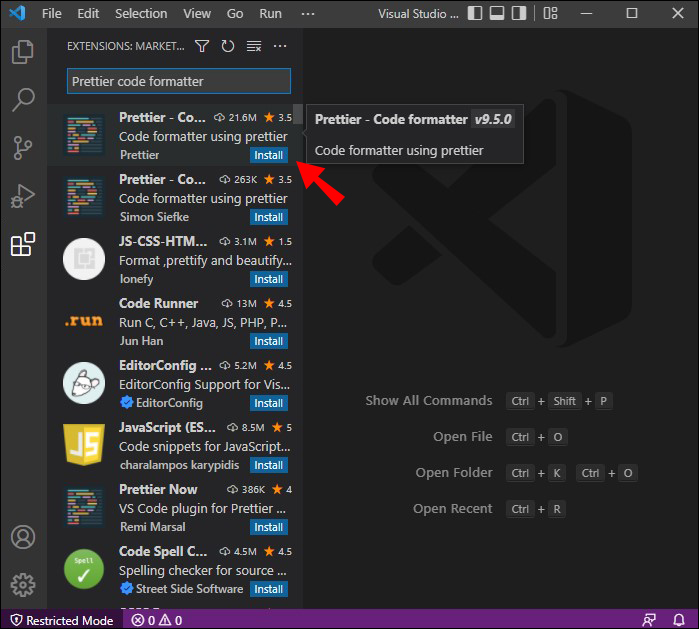 auto format html code vscode