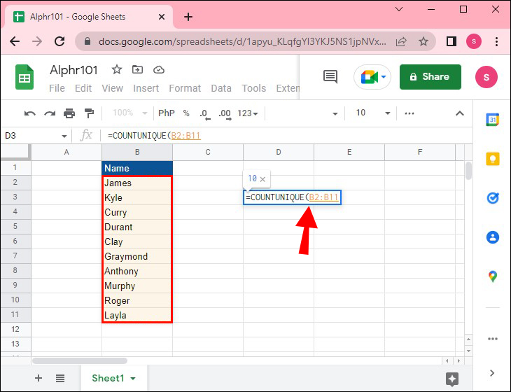 How To Count Unique Values In Google Sheets