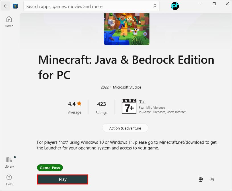 Minecraft Launcher won't install from Microsoft Store