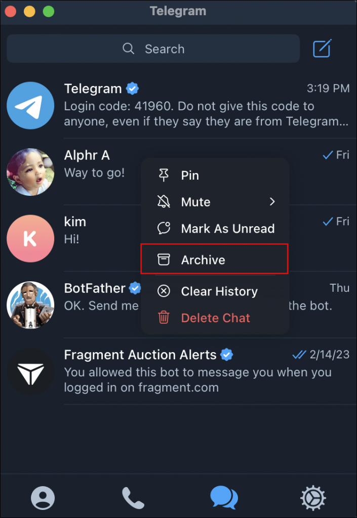 how to delete private chat in telegram