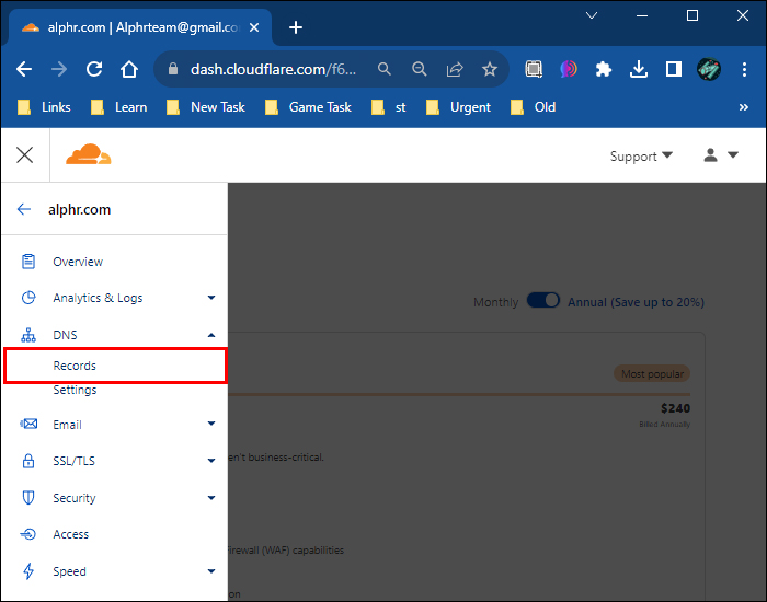 Cloudflare records option
