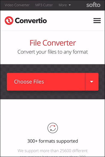 Opening the Convertio app on iOS