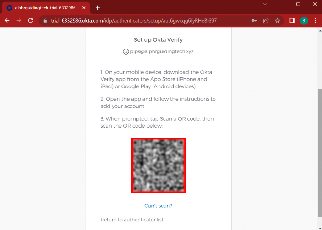 How to Get a QR Code with OKTA