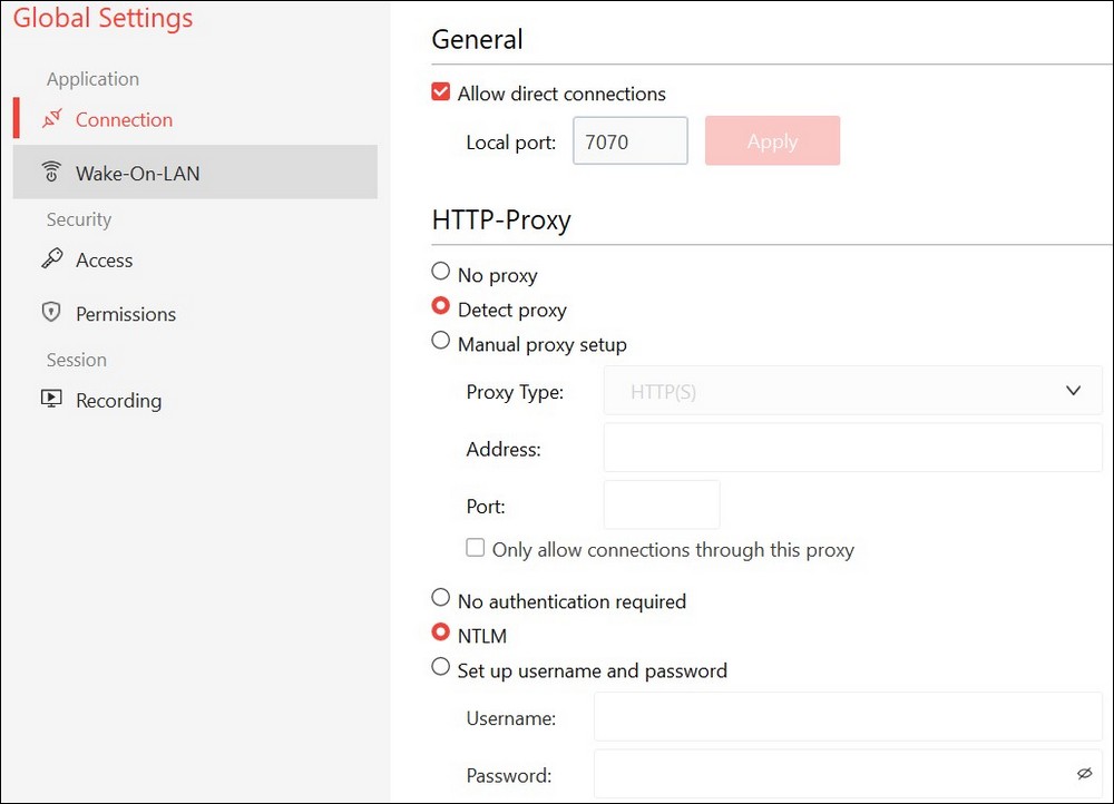 allow direct connection in Anydesk