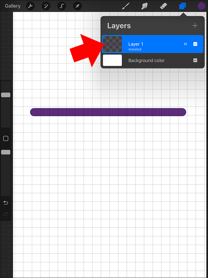 Highlighting the grid behind the layer in Procreate
