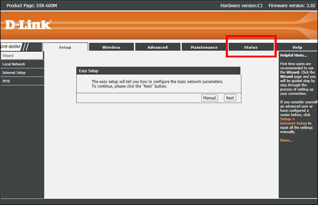 Go to the Status tab on a D-Link router to find your Fire tablet and its MAC address.