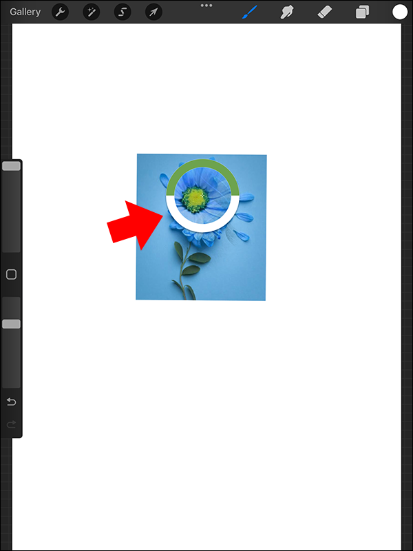 Moving the eyedropper to the desired color in Procreate on iPad