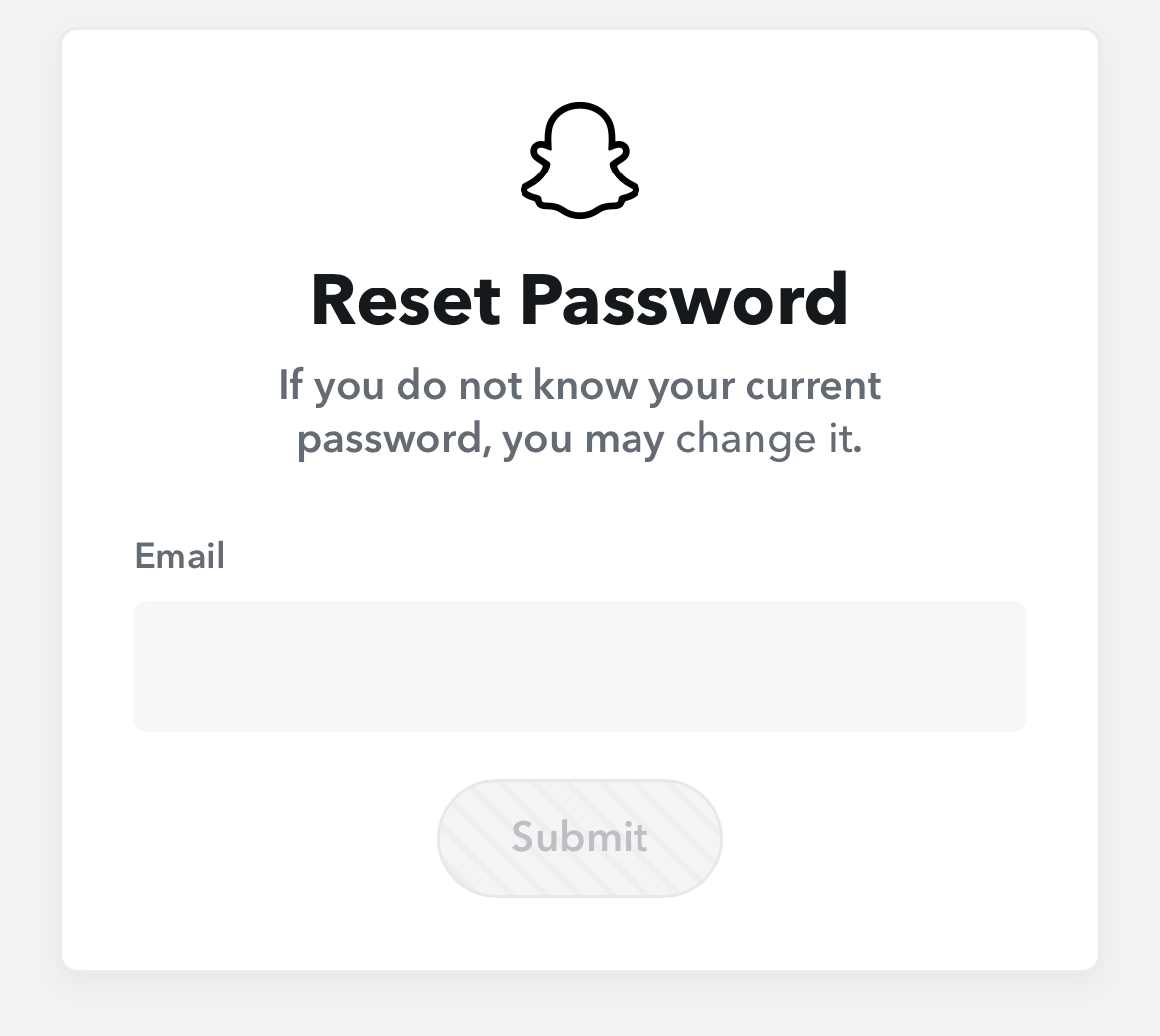 Resetting Snapchat password via email on mobile.