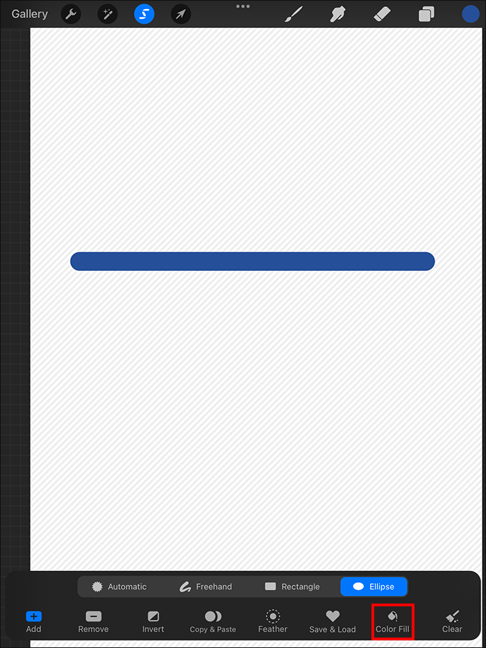 Selecting Color-Fill  from the dialog box at the bottom in Procreate