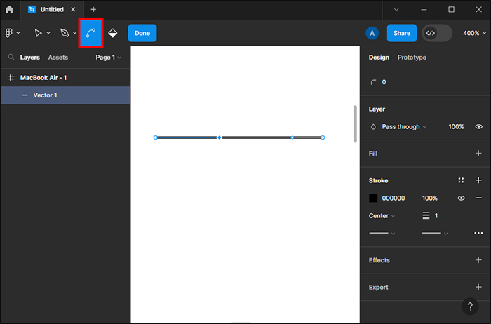 Clicking the Bend tool in Figma