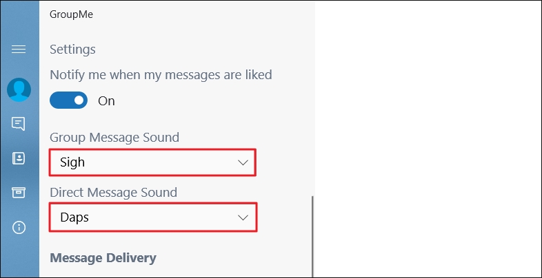 Group and Direct message sound.
