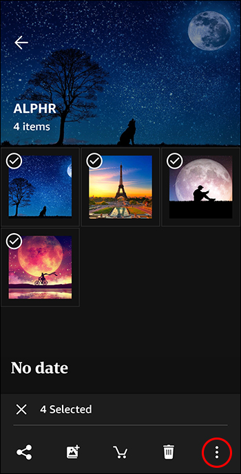 Menu icon in Amazon Photos app on Android.