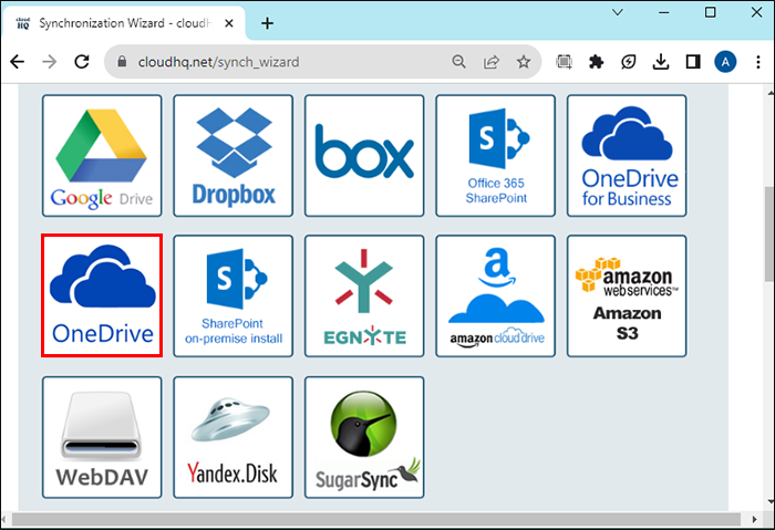 OneDrive option in Cloud HQ.