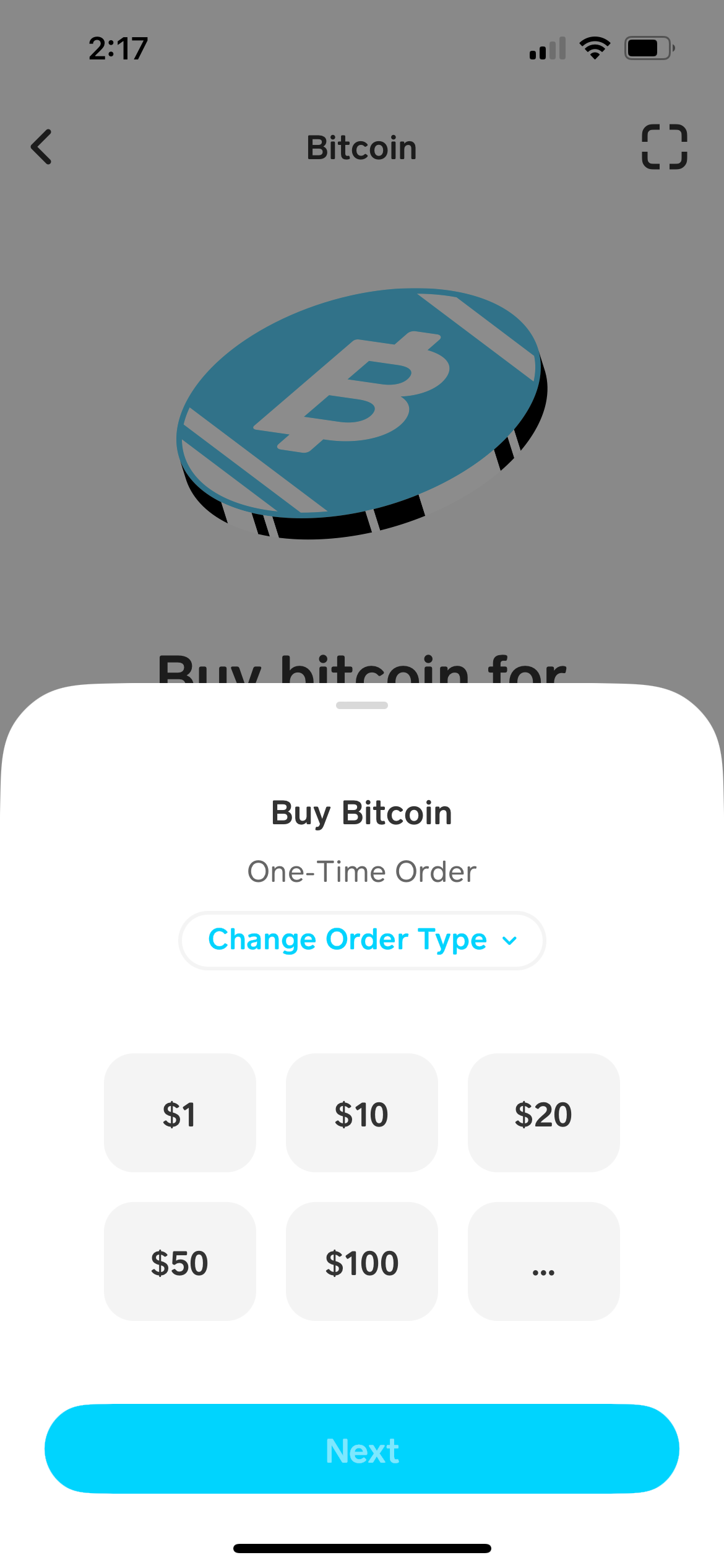 Entering a Bitcoin amount in Cash App