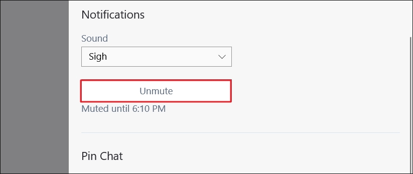 Unmute option in the GroupMe Windows app.