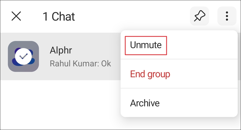 Unmute option in the GroupMe app.