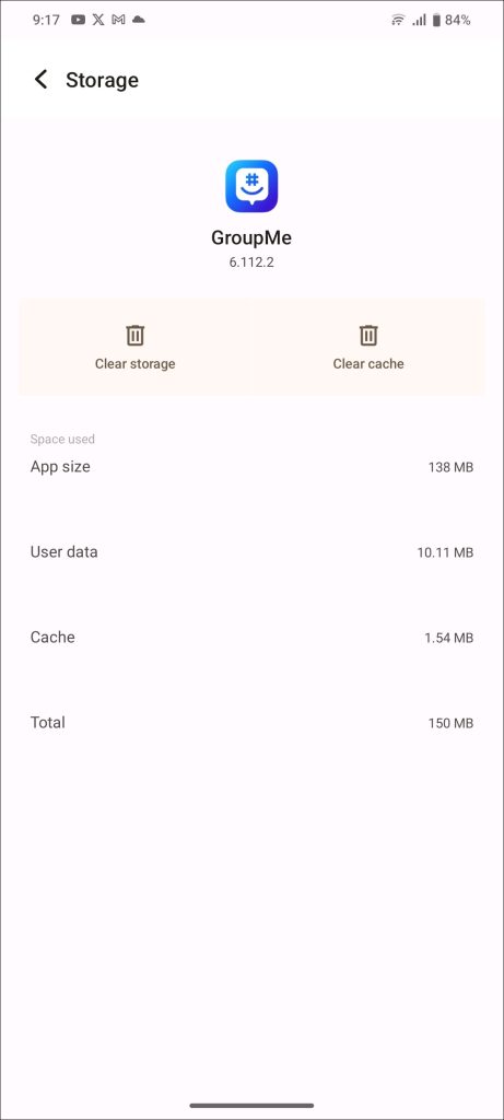 clear GroupMe cache on Android