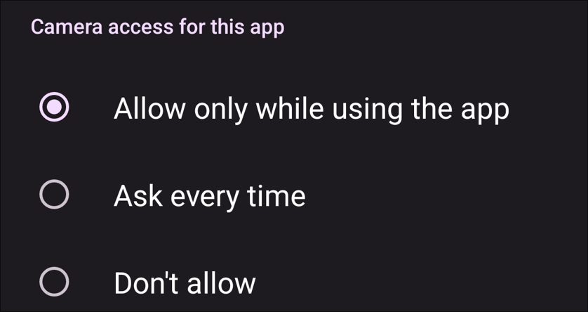 Allow only while using the app option for GroupMe.