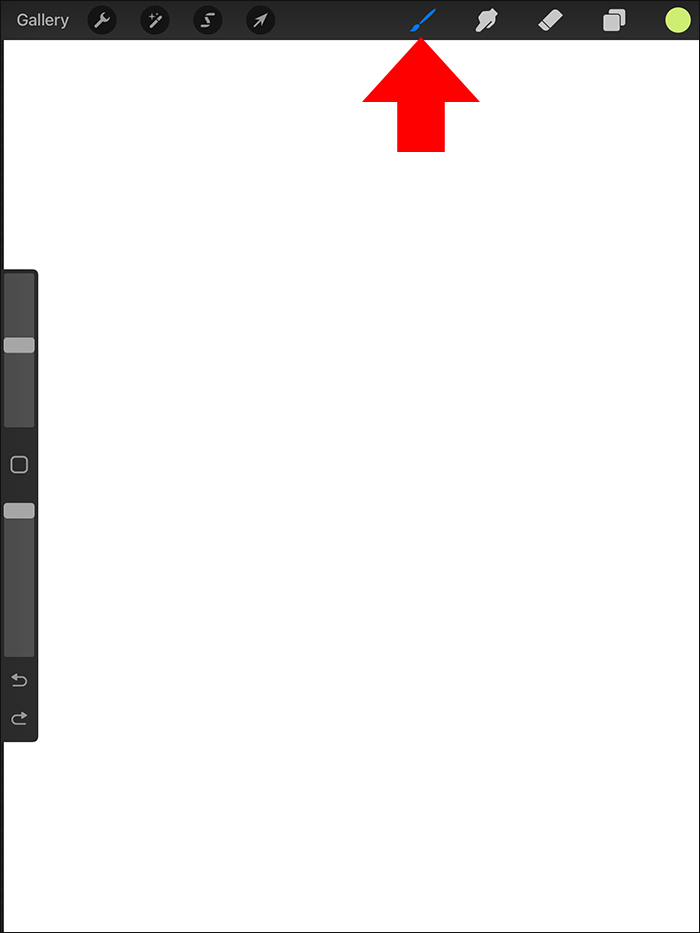 Tapping the Brush icon in Procreate on iPad