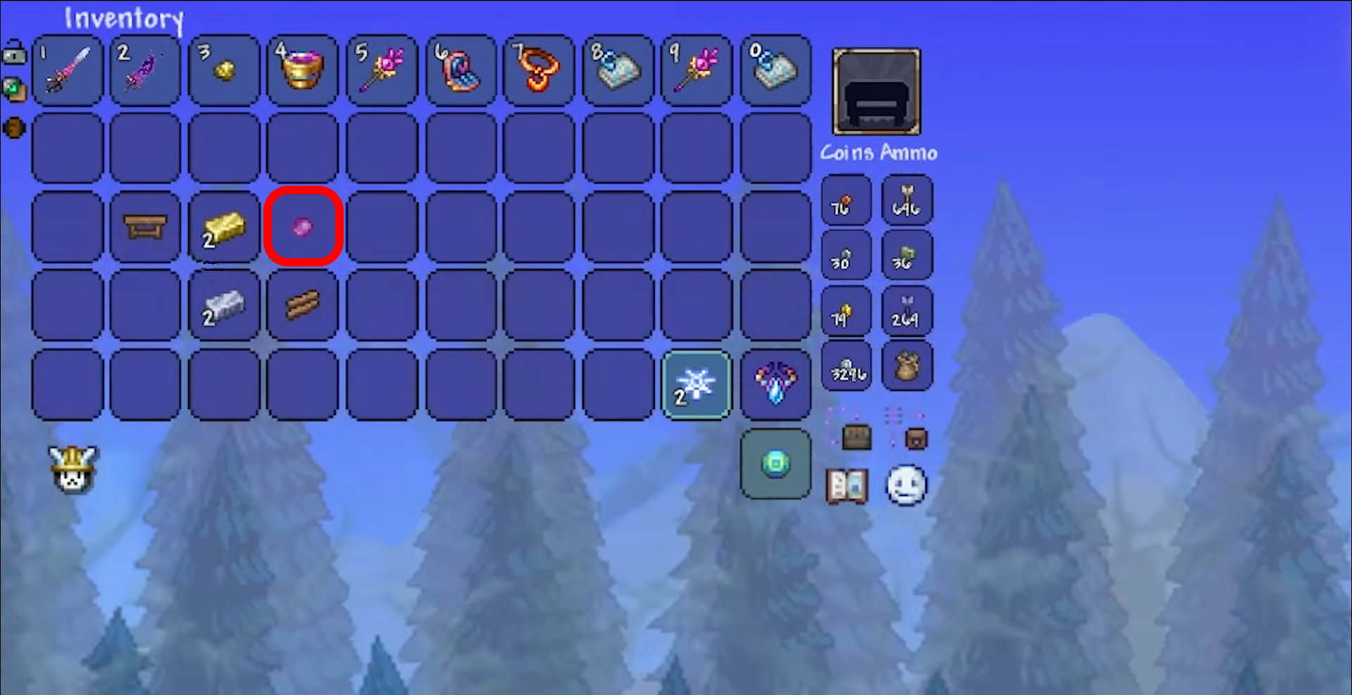 Highlighting Pink Gel in Terraria