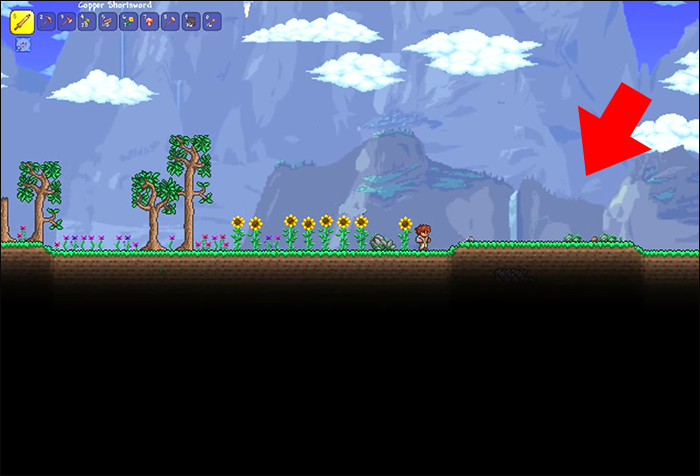 Selecting a clear area in Terraria