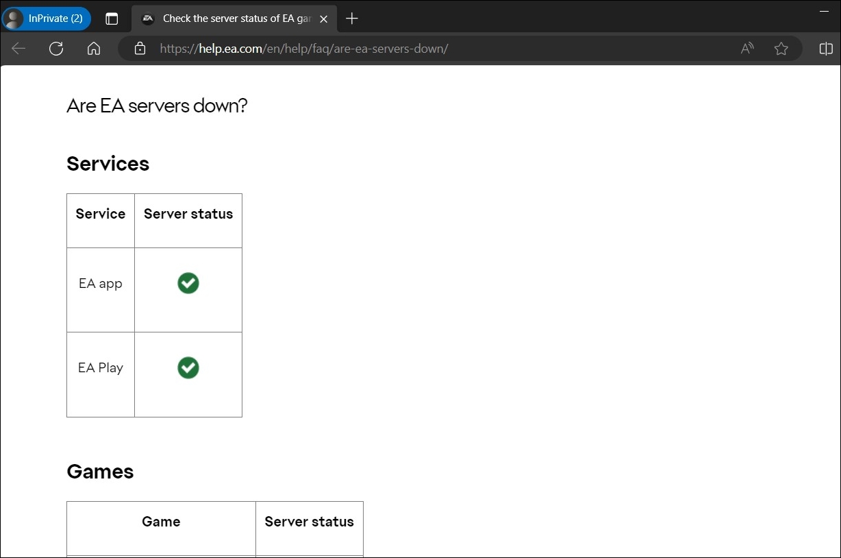Check EA Server Status