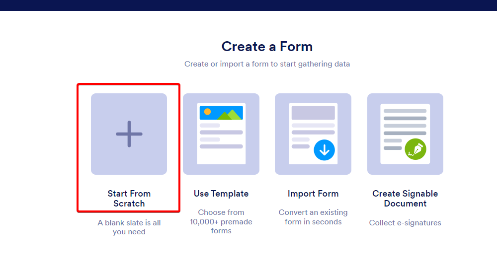 Select Start from Scratch option