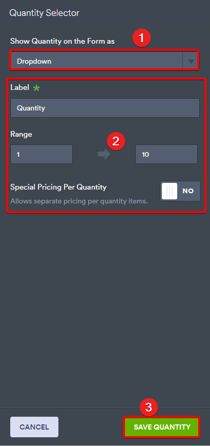 Updating Quantity form
