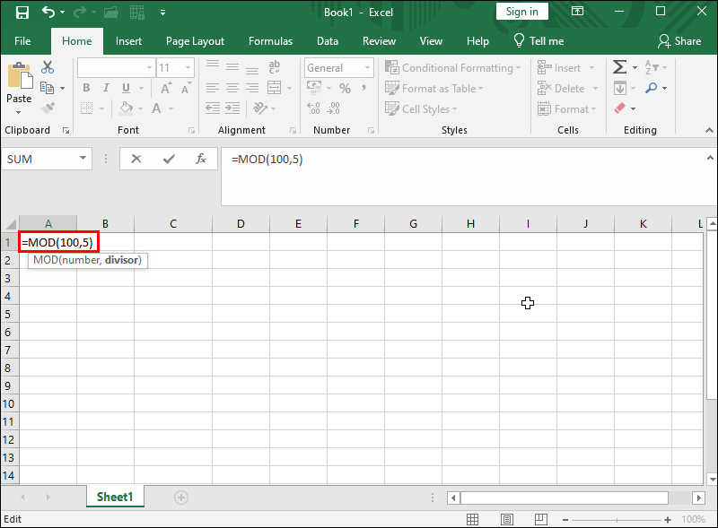 Entering a comma and a 5 to cell A1 in Excel