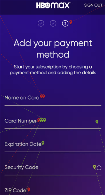 Entering Payment information into the Max app