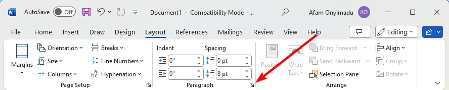 Open layout menu